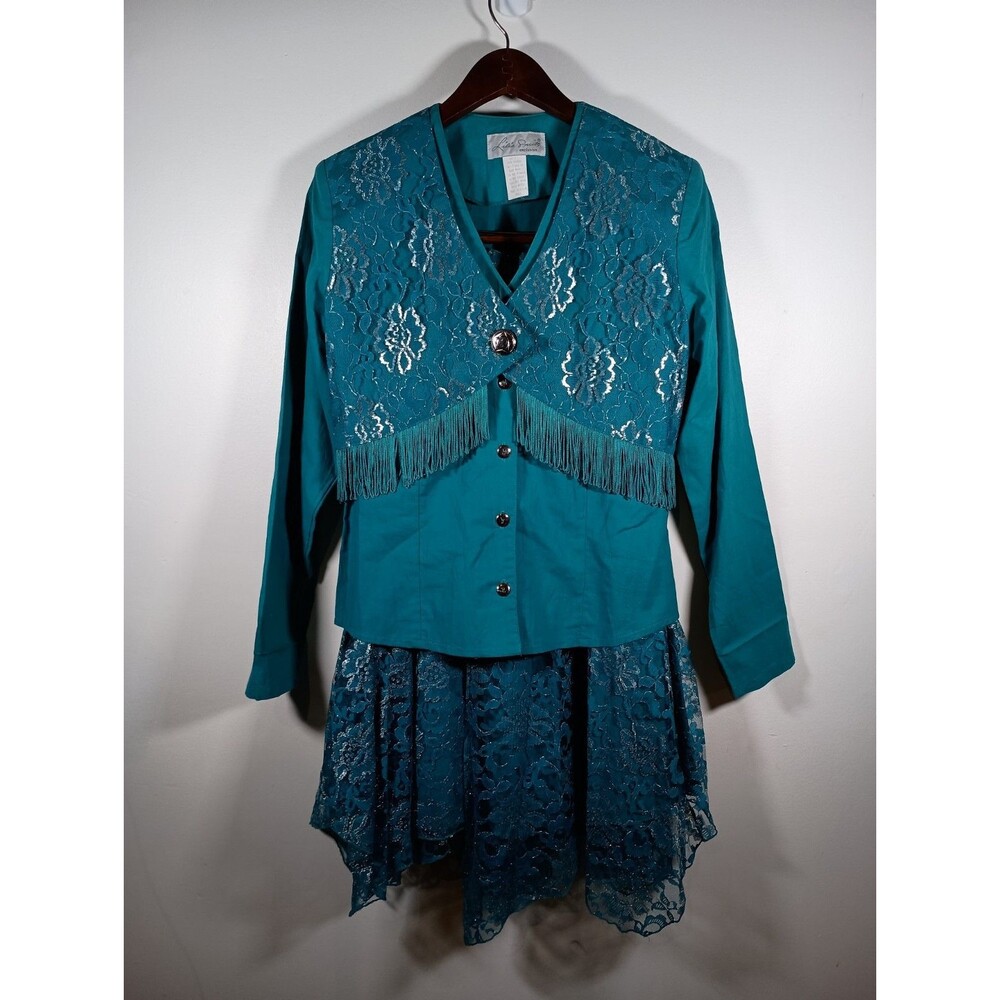 Lilia Smith Western Cowgirl Princess Lace Skirt Jacket Fringe Vintage Size Small